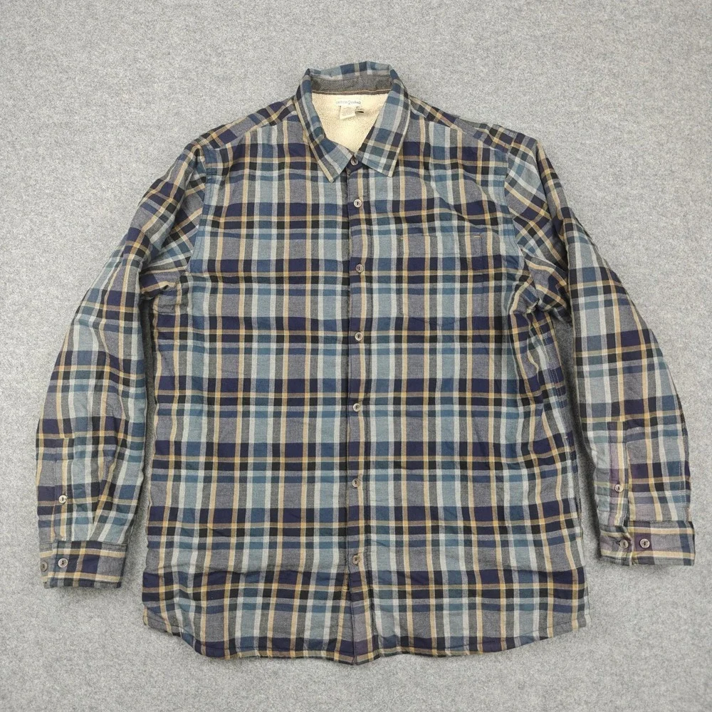 Carbon2cobalt‎ Jacket Mens LT Blue Plaid Sherpa Lined Flannel Shacket Button